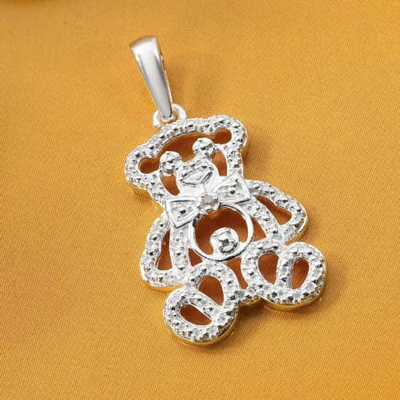 STERLING SILVER TEDDY BEAR PENDANT - Picture 3 of 5
